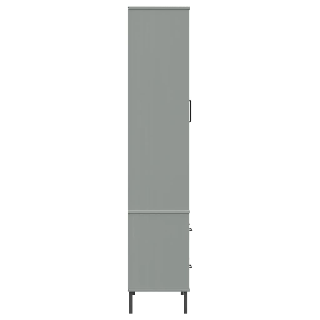 Βιβλιοθήκη OSLO Γκρι 85x35x172,5 εκ. Μασίφ Ξύλο με Μεταλ. Πόδια - Pakobazaar