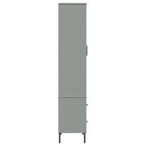 Βιβλιοθήκη OSLO Γκρι 85x35x172,5 εκ. Μασίφ Ξύλο με Μεταλ. Πόδια - Pakobazaar