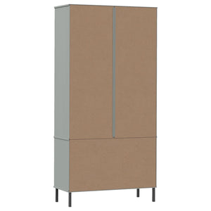 Βιβλιοθήκη OSLO Γκρι 85x35x172,5 εκ. Μασίφ Ξύλο με Μεταλ. Πόδια - Pakobazaar