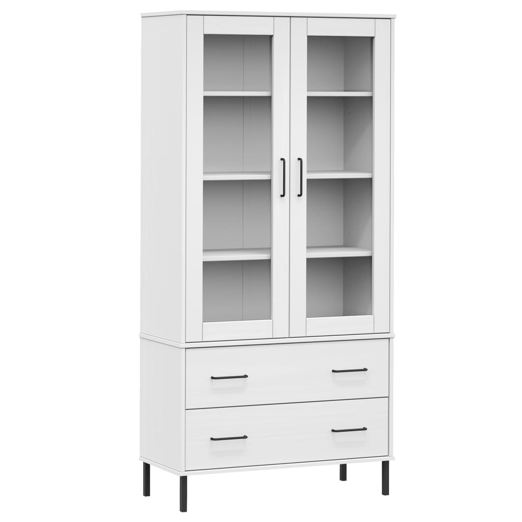 Βιβλιοθήκη OSLO Λευκή 85x35x172,5 εκ. Μασίφ Ξύλο με Μετ. Πόδια
