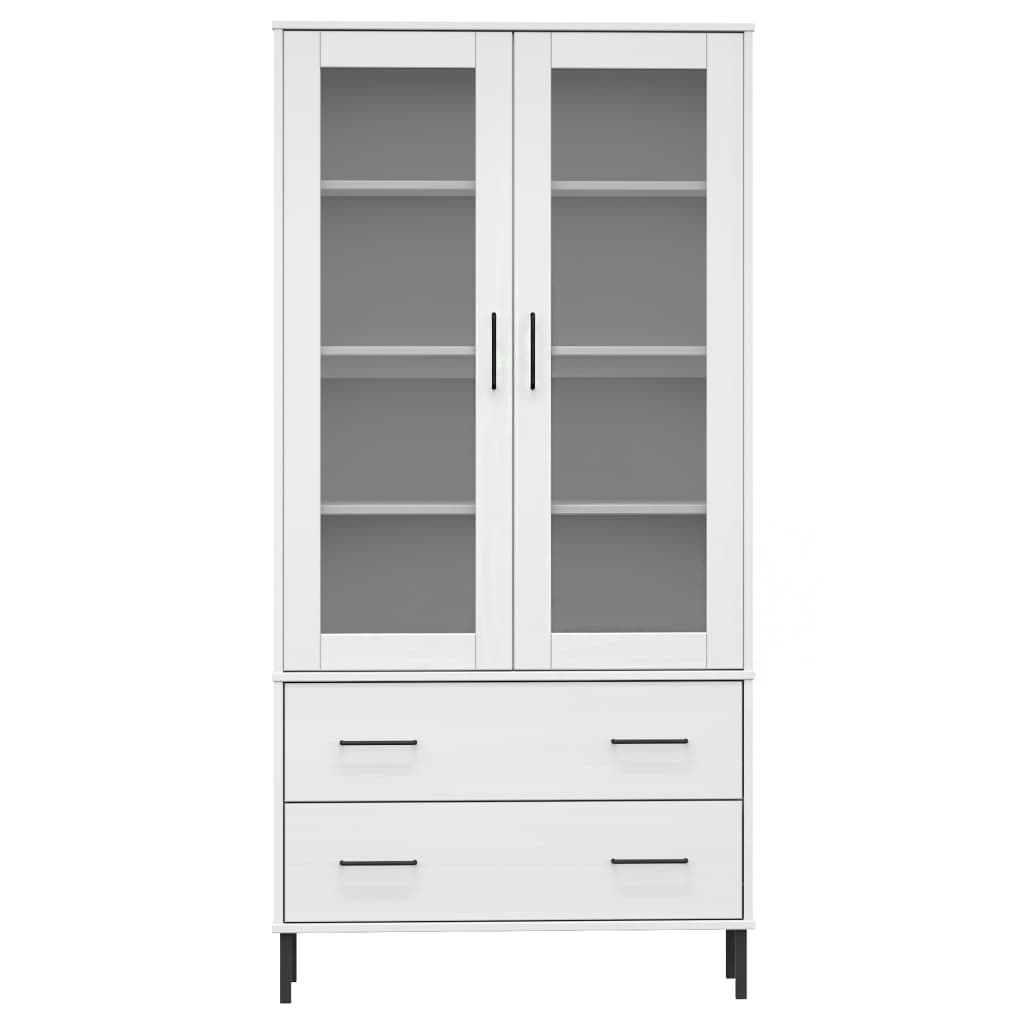 Βιβλιοθήκη OSLO Λευκή 85x35x172,5 εκ. Μασίφ Ξύλο με Μετ. Πόδια
