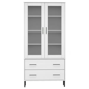 Βιβλιοθήκη OSLO Λευκή 85x35x172,5 εκ. Μασίφ Ξύλο με Μετ. Πόδια