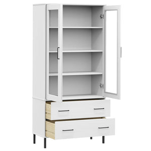 Βιβλιοθήκη OSLO Λευκή 85x35x172,5 εκ. Μασίφ Ξύλο με Μετ. Πόδια
