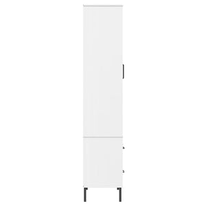 Βιβλιοθήκη OSLO Λευκή 85x35x172,5 εκ. Μασίφ Ξύλο με Μετ. Πόδια