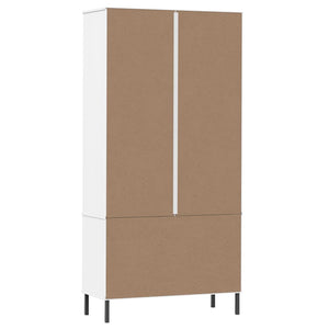 Βιβλιοθήκη OSLO Λευκή 85x35x172,5 εκ. Μασίφ Ξύλο με Μετ. Πόδια