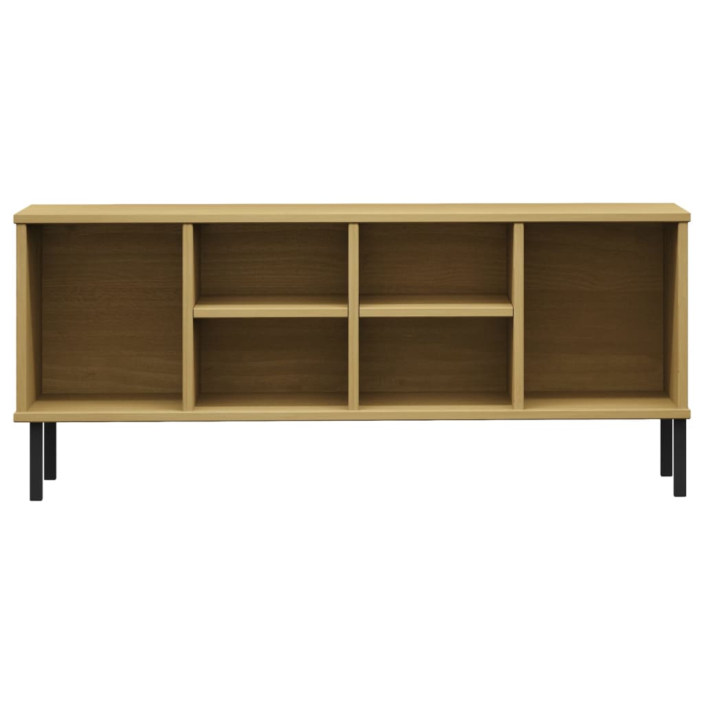 Παπουτσοθήκη OSLO Καφέ 106x35x45 εκ. Μασίφ Ξύλο με Μεταλ. Πόδια