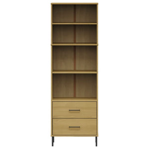 Βιβλιοθήκη OSLO με 2 Συρτάρια Καφέ 60x35x180 εκ. Μασίφ Ξύλο