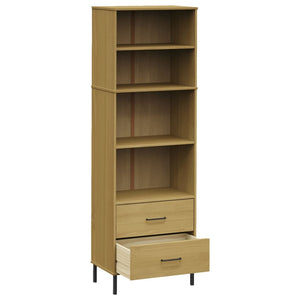 Βιβλιοθήκη OSLO με 2 Συρτάρια Καφέ 60x35x180 εκ. Μασίφ Ξύλο