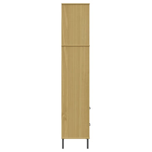 Βιβλιοθήκη OSLO με 2 Συρτάρια Καφέ 60x35x180 εκ. Μασίφ Ξύλο