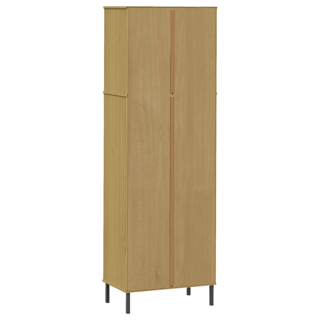 Βιβλιοθήκη OSLO με 2 Συρτάρια Καφέ 60x35x180 εκ. Μασίφ Ξύλο