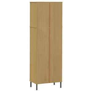 Βιβλιοθήκη OSLO με 2 Συρτάρια Καφέ 60x35x180 εκ. Μασίφ Ξύλο