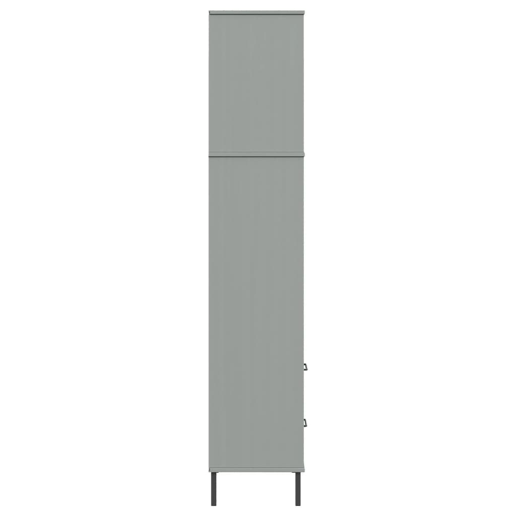 Βιβλιοθήκη OSLO με 2 Συρτάρια Γκρι 60x35x180 εκ. Μασίφ Ξύλο