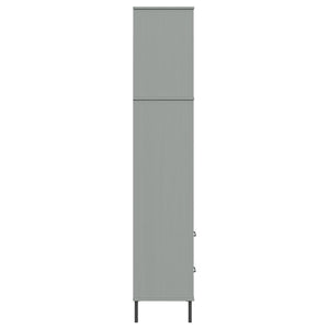 Βιβλιοθήκη OSLO με 2 Συρτάρια Γκρι 60x35x180 εκ. Μασίφ Ξύλο
