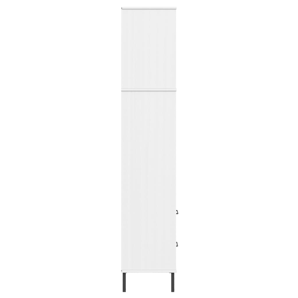 Βιβλιοθήκη OSLO με 2 Συρτάρια Λευκή 60x35x180 εκ. Μασίφ Ξύλο - Pakobazaar