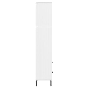 Βιβλιοθήκη OSLO με 2 Συρτάρια Λευκή 60x35x180 εκ. Μασίφ Ξύλο - Pakobazaar
