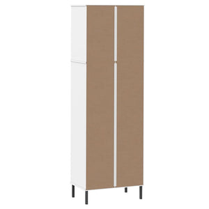Βιβλιοθήκη OSLO με 2 Συρτάρια Λευκή 60x35x180 εκ. Μασίφ Ξύλο - Pakobazaar