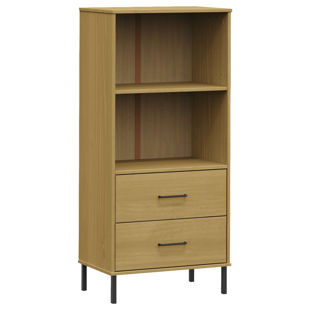 Βιβλιοθήκη OSLO με 2 Συρτάρια Καφέ 60x35x128,5 εκ. Μασίφ Ξύλο