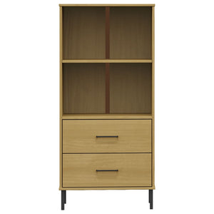 Βιβλιοθήκη OSLO με 2 Συρτάρια Καφέ 60x35x128,5 εκ. Μασίφ Ξύλο - Pakobazaar