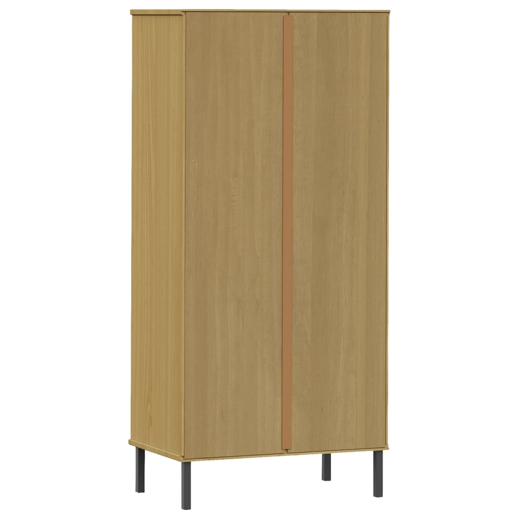 Βιβλιοθήκη OSLO με 2 Συρτάρια Καφέ 60x35x128,5 εκ. Μασίφ Ξύλο