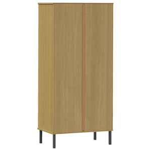 Βιβλιοθήκη OSLO με 2 Συρτάρια Καφέ 60x35x128,5 εκ. Μασίφ Ξύλο - Pakobazaar