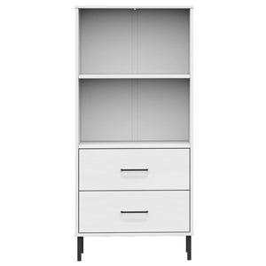 Βιβλιοθήκη OSLO με 2 Συρτάρια Λευκή 60x35x128,5 εκ. Μασίφ Ξύλο - Pakobazaar