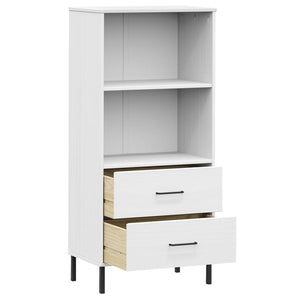 Βιβλιοθήκη OSLO με 2 Συρτάρια Λευκή 60x35x128,5 εκ. Μασίφ Ξύλο - Pakobazaar