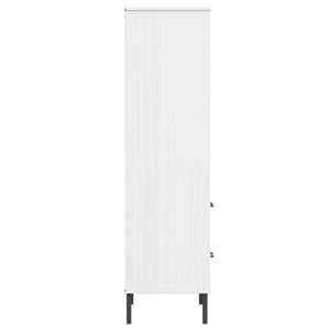 Βιβλιοθήκη OSLO με 2 Συρτάρια Λευκή 60x35x128,5 εκ. Μασίφ Ξύλο - Pakobazaar