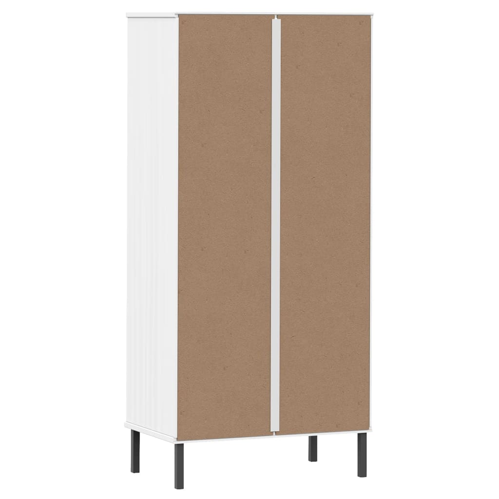 Βιβλιοθήκη OSLO με 2 Συρτάρια Λευκή 60x35x128,5 εκ. Μασίφ Ξύλο