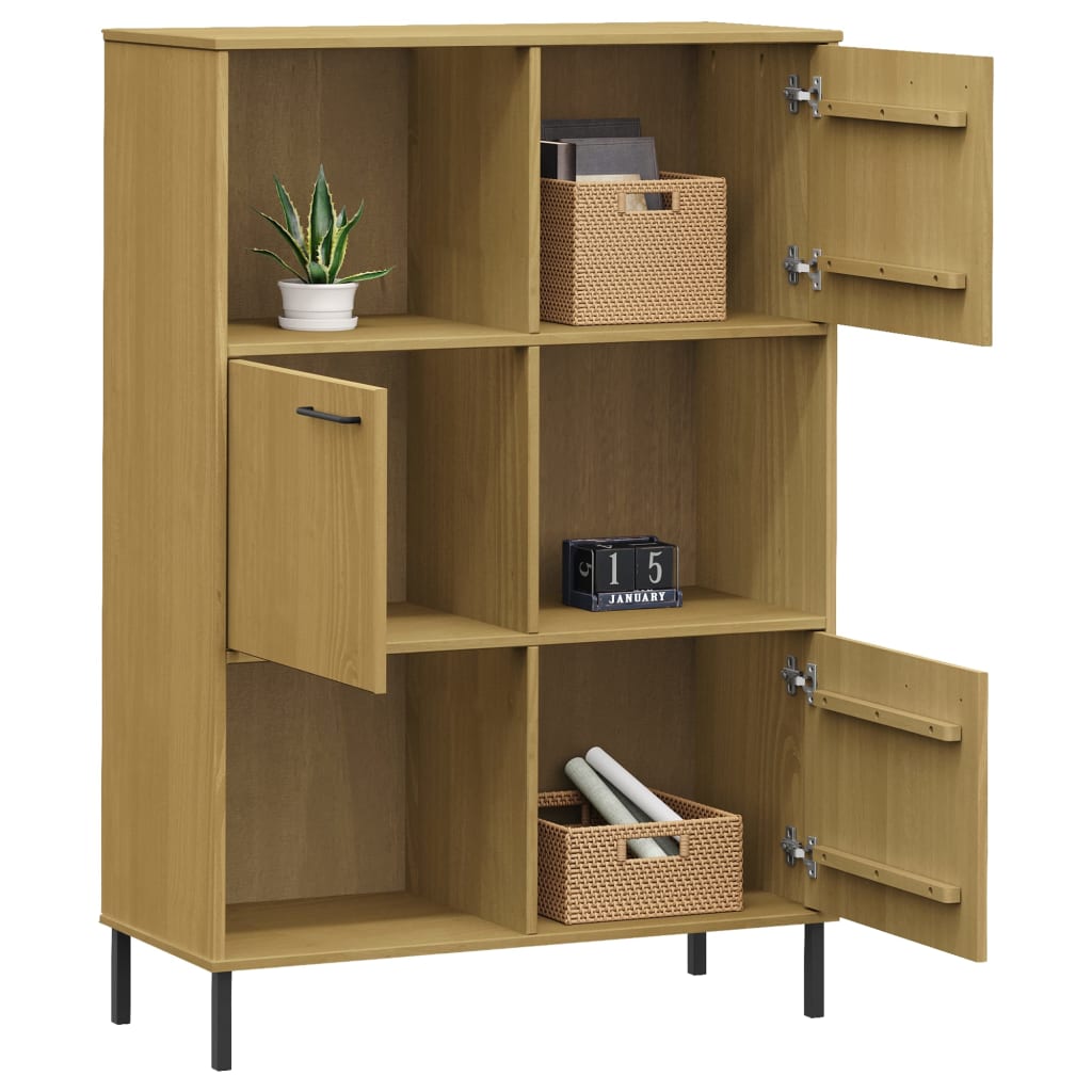 Βιβλιοθήκη OSLO Καφέ 90x35x128,5 εκ. Μασίφ Ξύλο με Μετ. Πόδια