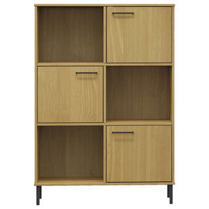 Βιβλιοθήκη OSLO Καφέ 90x35x128,5 εκ. Μασίφ Ξύλο με Μετ. Πόδια