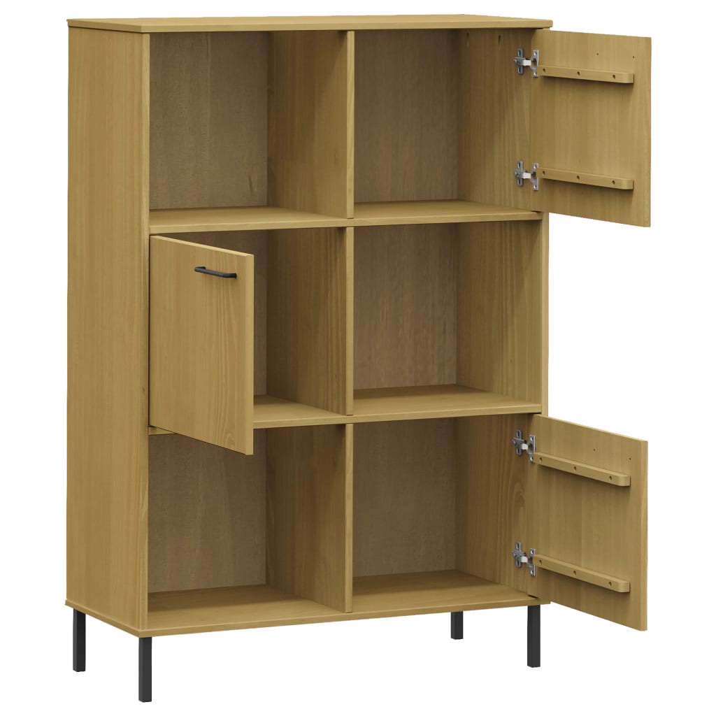 Βιβλιοθήκη OSLO Καφέ 90x35x128,5 εκ. Μασίφ Ξύλο με Μετ. Πόδια