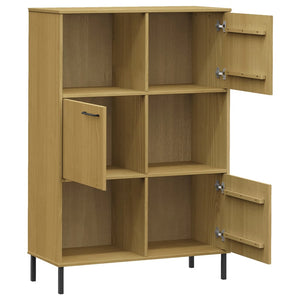 Βιβλιοθήκη OSLO Καφέ 90x35x128,5 εκ. Μασίφ Ξύλο με Μετ. Πόδια