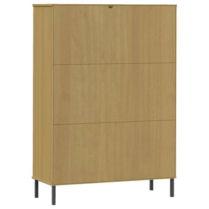 Βιβλιοθήκη OSLO Καφέ 90x35x128,5 εκ. Μασίφ Ξύλο με Μετ. Πόδια