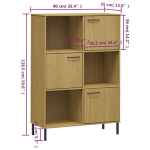Βιβλιοθήκη OSLO Καφέ 90x35x128,5 εκ. Μασίφ Ξύλο με Μετ. Πόδια