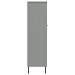 Βιβλιοθήκη OSLO Γκρι 90x35x128,5 εκ. Μασίφ Ξύλο με Μετ. Πόδια - Pakobazaar