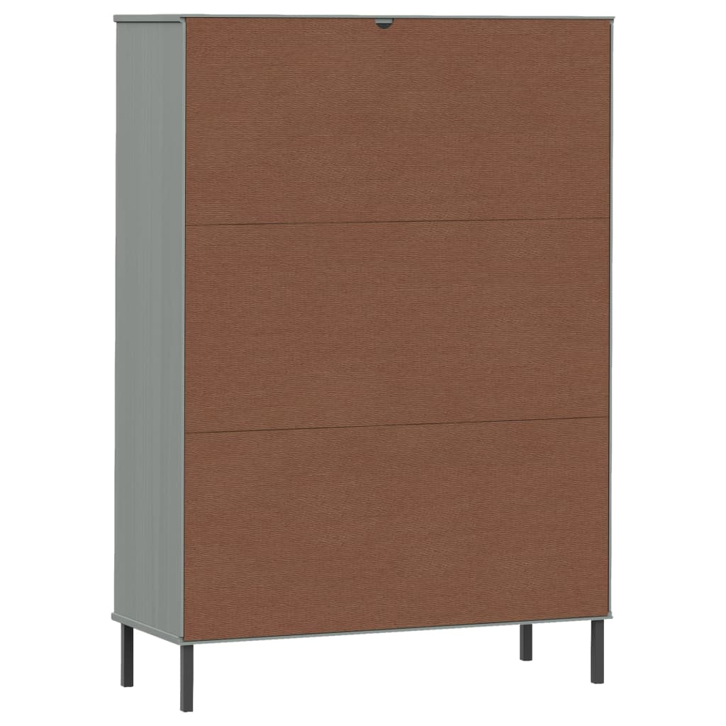 Βιβλιοθήκη OSLO Γκρι 90x35x128,5 εκ. Μασίφ Ξύλο με Μετ. Πόδια - Pakobazaar
