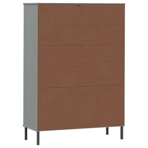 Βιβλιοθήκη OSLO Γκρι 90x35x128,5 εκ. Μασίφ Ξύλο με Μετ. Πόδια - Pakobazaar