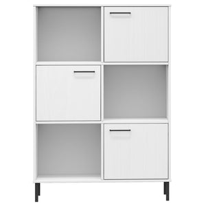 Βιβλιοθήκη OSLO Λευκή 90x35x128,5 εκ. Μασίφ Ξύλο με Μετ. Πόδια - Pakobazaar