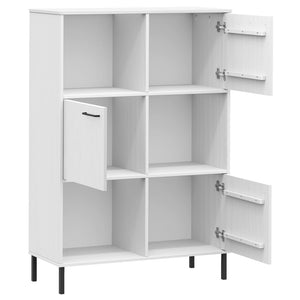 Βιβλιοθήκη OSLO Λευκή 90x35x128,5 εκ. Μασίφ Ξύλο με Μετ. Πόδια - Pakobazaar