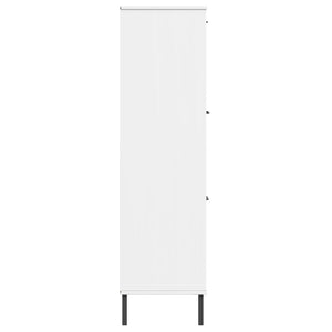 Βιβλιοθήκη OSLO Λευκή 90x35x128,5 εκ. Μασίφ Ξύλο με Μετ. Πόδια - Pakobazaar