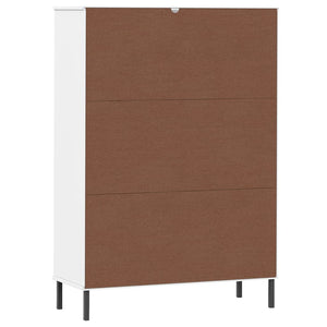 Βιβλιοθήκη OSLO Λευκή 90x35x128,5 εκ. Μασίφ Ξύλο με Μετ. Πόδια - Pakobazaar