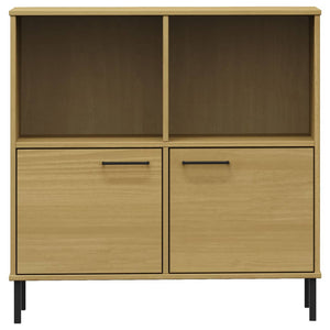 Βιβλιοθήκη OSLO Καφέ 90x35x90,5 εκ. Μασίφ Ξύλο με Μεταλ. Πόδια