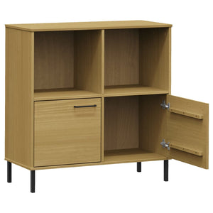 Βιβλιοθήκη OSLO Καφέ 90x35x90,5 εκ. Μασίφ Ξύλο με Μεταλ. Πόδια