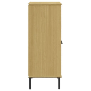 Βιβλιοθήκη OSLO Καφέ 90x35x90,5 εκ. Μασίφ Ξύλο με Μεταλ. Πόδια