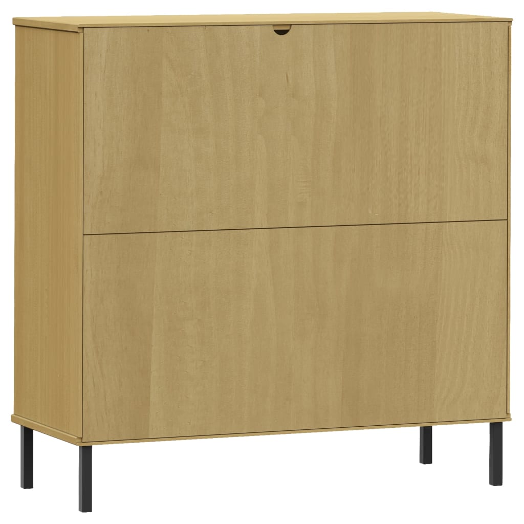 Βιβλιοθήκη OSLO Καφέ 90x35x90,5 εκ. Μασίφ Ξύλο με Μεταλ. Πόδια