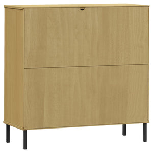 Βιβλιοθήκη OSLO Καφέ 90x35x90,5 εκ. Μασίφ Ξύλο με Μεταλ. Πόδια