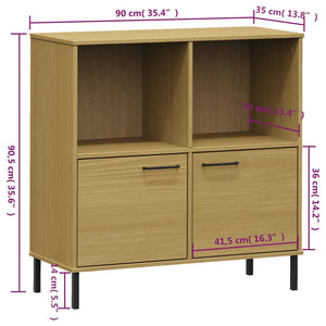 Βιβλιοθήκη OSLO Καφέ 90x35x90,5 εκ. Μασίφ Ξύλο με Μεταλ. Πόδια