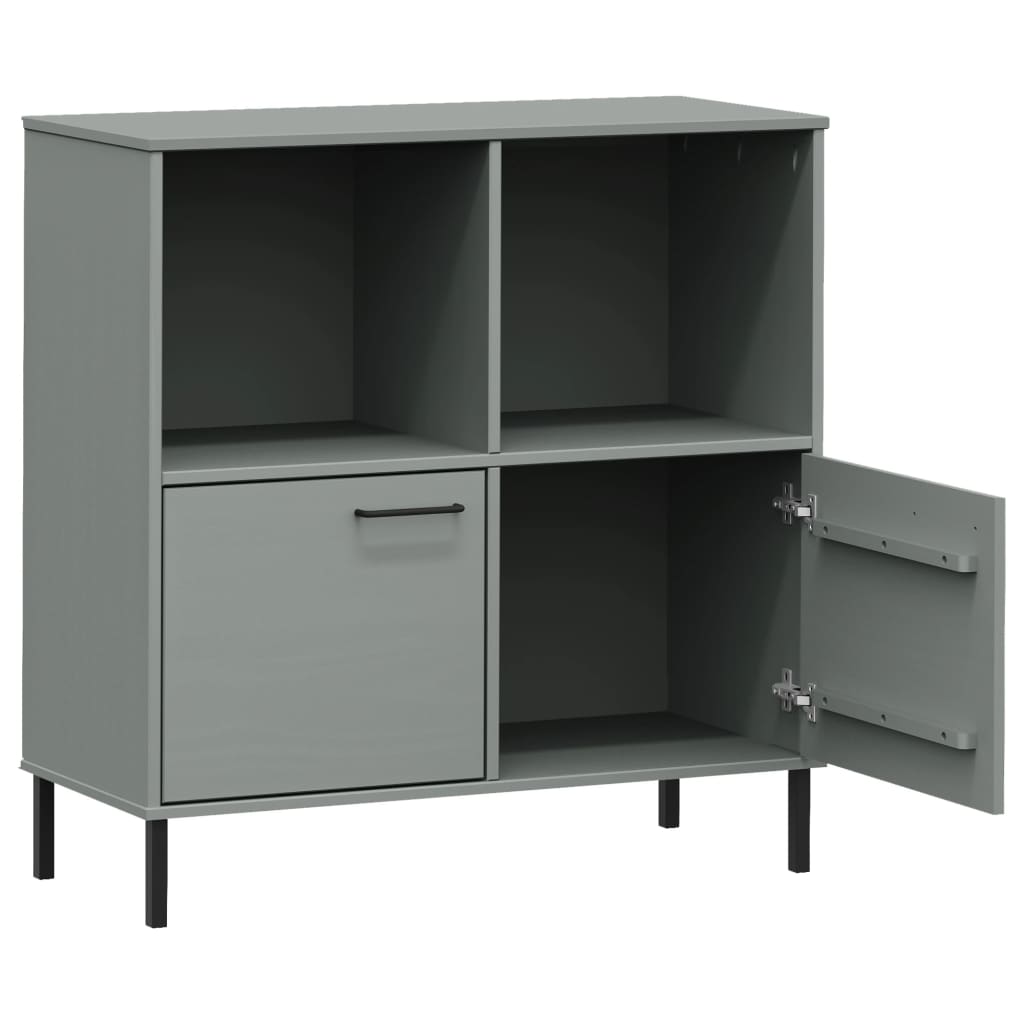 Βιβλιοθήκη OSLO Γκρι 90x35x90,5 εκ. Μασίφ Ξύλο με Μετ. Πόδια