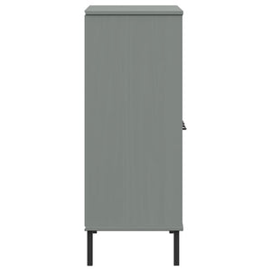 Βιβλιοθήκη OSLO Γκρι 90x35x90,5 εκ. Μασίφ Ξύλο με Μετ. Πόδια