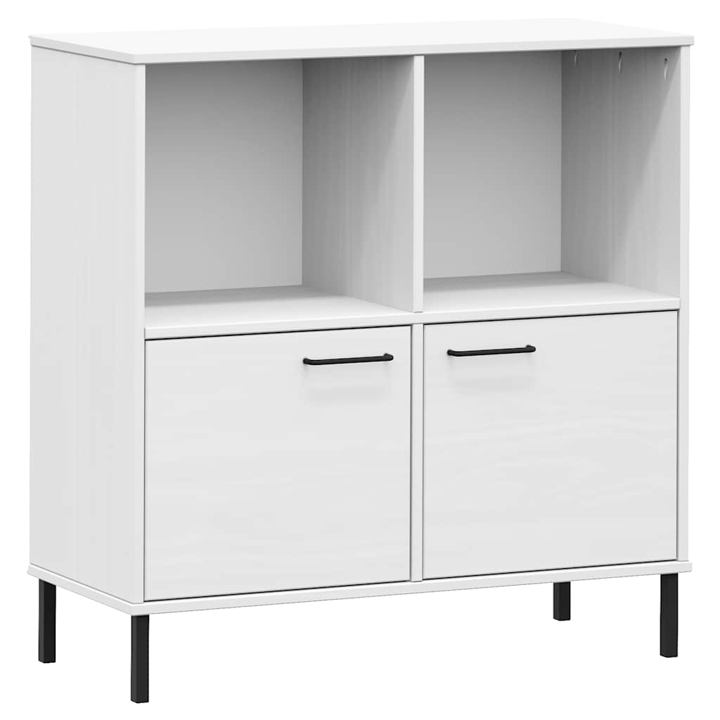 Βιβλιοθήκη OSLO Λευκή 90x35x90,5 εκ. Μασίφ Ξύλο με Μετ. Πόδια - Pakobazaar